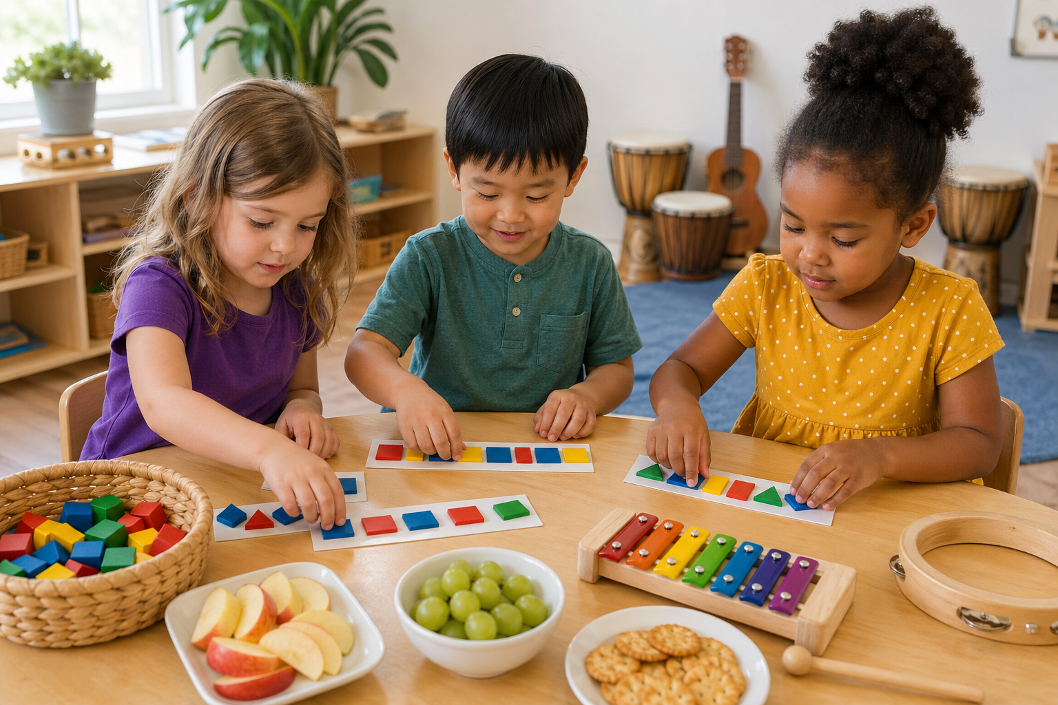 Preschool Pattern Activities With Blocks, Snacks, and Songs